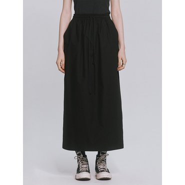 모노포비아 COTTON MAXI SLIT SKIRT BLACK