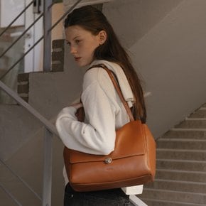 Leather front lock bag [TIWT04AH06]_Dark brown