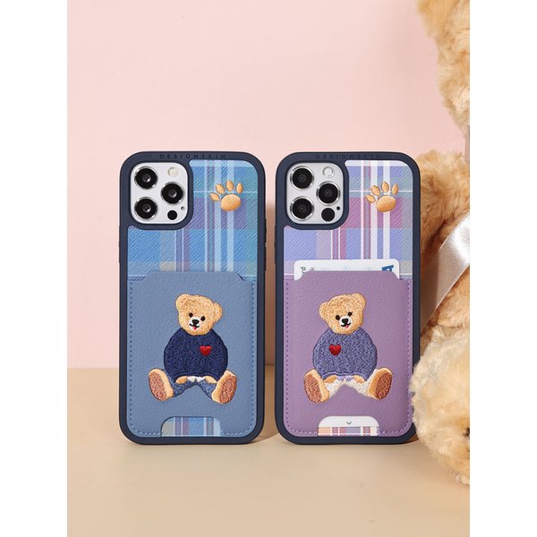 아이폰/갤럭시/노트 자수 하트 베어 포켓 케이스