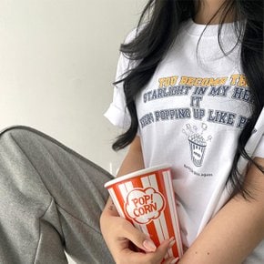 / 파핑 팝콘 프린팅 레터링 오버핏 반팔 티셔츠