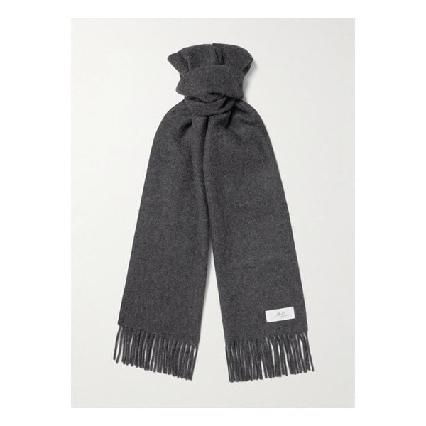 미스터 피 로고 아플리케 프린지 캐시미어 스카프 46376663162919356