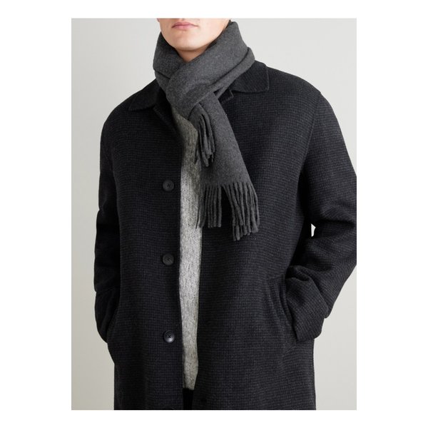 미스터 피 로고 아플리케 프린지 캐시미어 스카프 46376663162919356