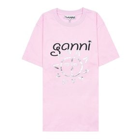 여성 핑크 릴렉스 썬 티셔츠 T3771 395