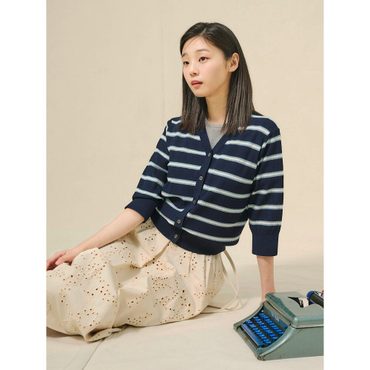 빈폴레이디스 레이온 혼방 스트라이프 카디건  네이비 (BF535AC05R)