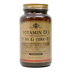 비타민 D3 콜레칼시페롤 25 mcg 1000 IU 250 소프트젤 Solgar