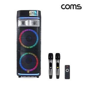 Coms UHF 이동식 스피커 앰프 무선 순간최대출력 UHF마이크 1200W 2EA