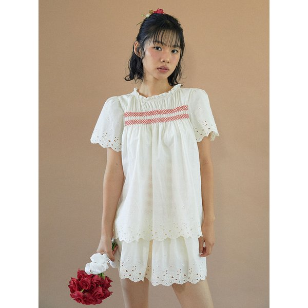 Moui Smocking Blouse 무이 스모킹 블라우스 (로즈)