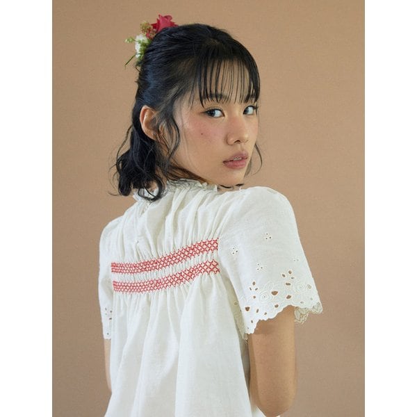 Moui Smocking Blouse 무이 스모킹 블라우스 (로즈)