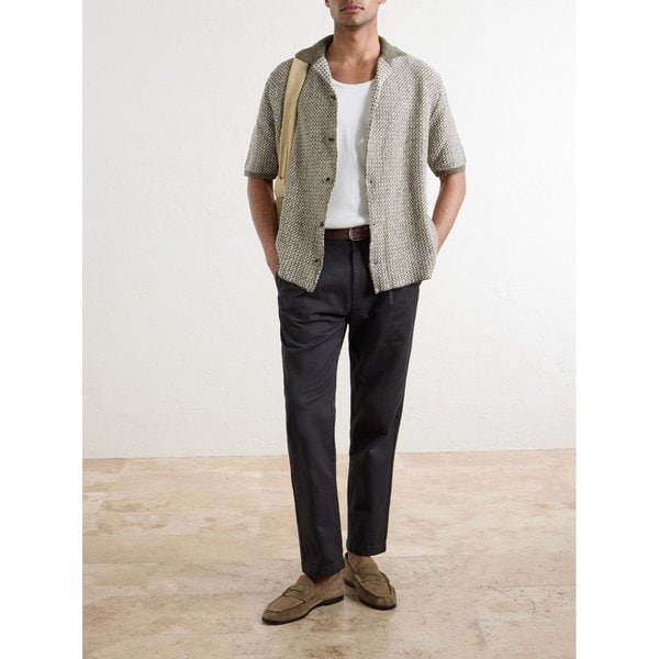 미스터 피 다니엘 테이퍼드 플리츠 코튼 캔버스 팬츠 46376663163004582