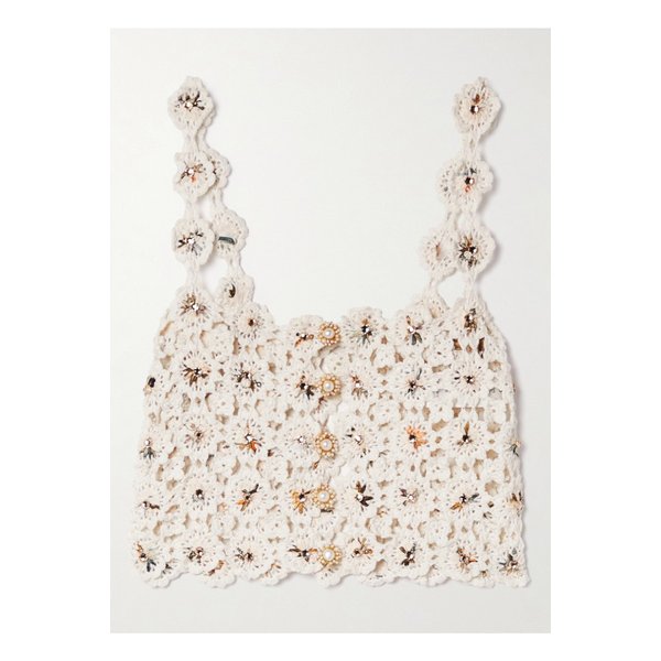 질리아 카라콜라 크롭 장식 크레이프 크로셰 탑 1647597326780093