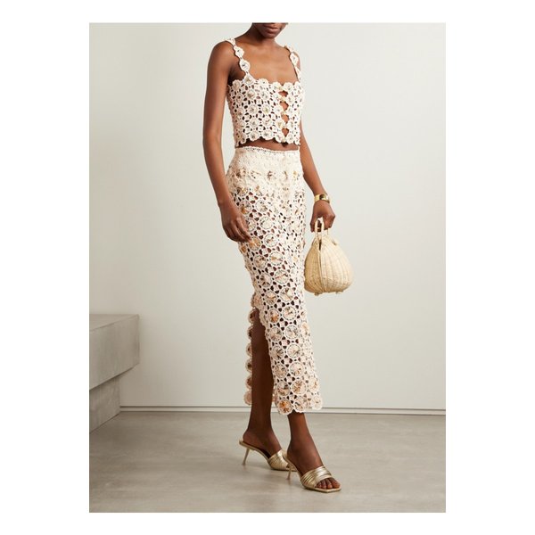 질리아 카라콜라 크롭 장식 크레이프 크로셰 탑 1647597326780093