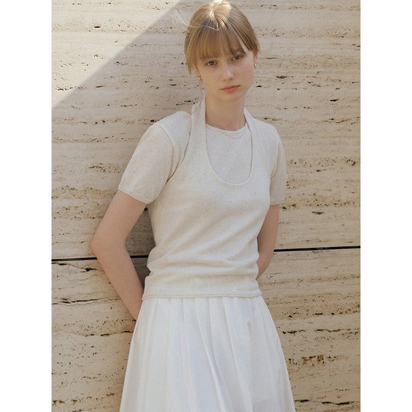 layered knit top set (oatmeal) orc 6008