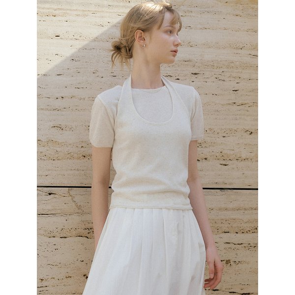 layered knit top set (oatmeal) orc 6008