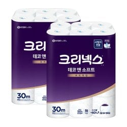 크리넥스 데코앤소프트 3겹 두루마리 화장지 30M 24롤 2팩 45178