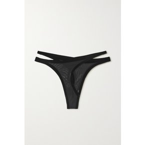 + Mugler Cutout Flocked Stretch-tulle Thong 블랙