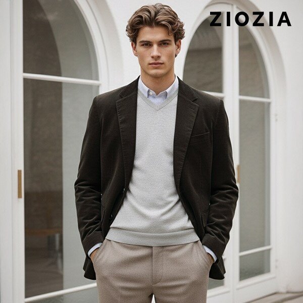 [지오지아] 코듀로이 그레이 캐주얼 셋업 자켓 S (AAD4KG1602_CGR)