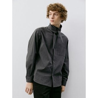 디아뎀 HIDDEN BUTTON SCARF SHIRT_CHARCOAL