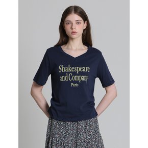[아날도바시니(ARNALDO BASSINI)] 배색레터링 브이넥 밴드셔링 반팔 (택가격 58000원)