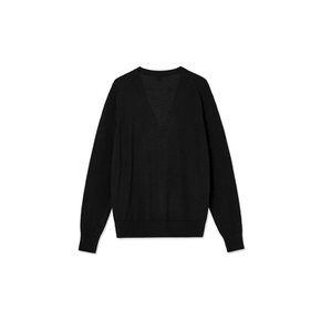 Silk Blended Calssic V-Cardigan_Black