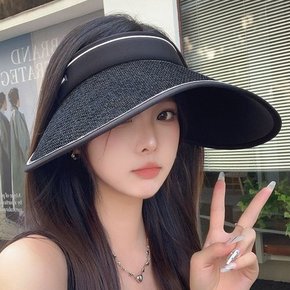 1+1 여성 라탄 돌돌이 썬캡 여름 자외선차단  햇빛가리개 챙넓은 모자