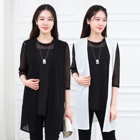 엄마옷 데일리 시스루 조끼 MQG127254 마담 미시옷 중년여성의류 빅사이즈 50대 .._P320746073