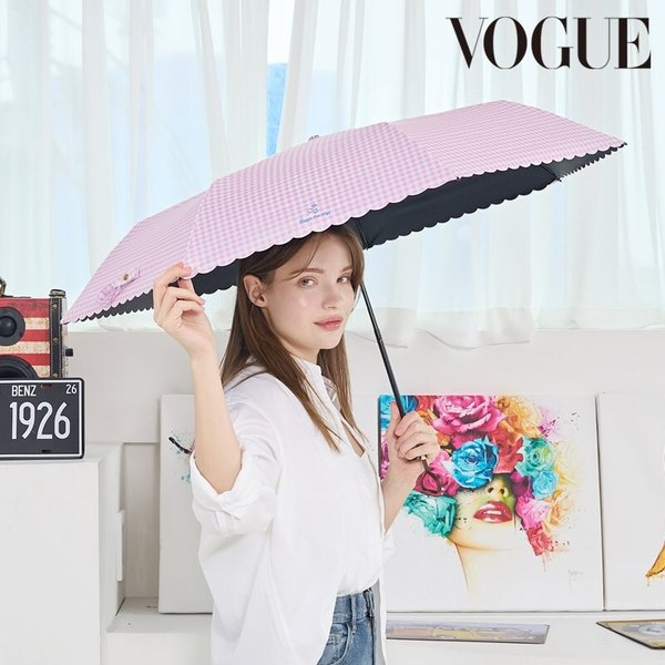 50 체크 파스텔 암막코팅 3단 슬림 우양산 (핑크,블루,민트) MUVGU60004