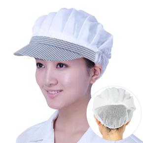 블루체크 반망사 주방 위생모자