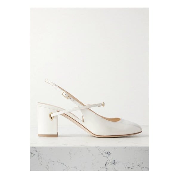 제니퍼 차만디 마티아 페이턴트 가죽 슬링백 펌프스 65mm 화이트 1647597351867858
