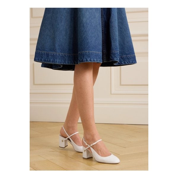 제니퍼 차만디 마티아 페이턴트 가죽 슬링백 펌프스 65mm 화이트 1647597351867858