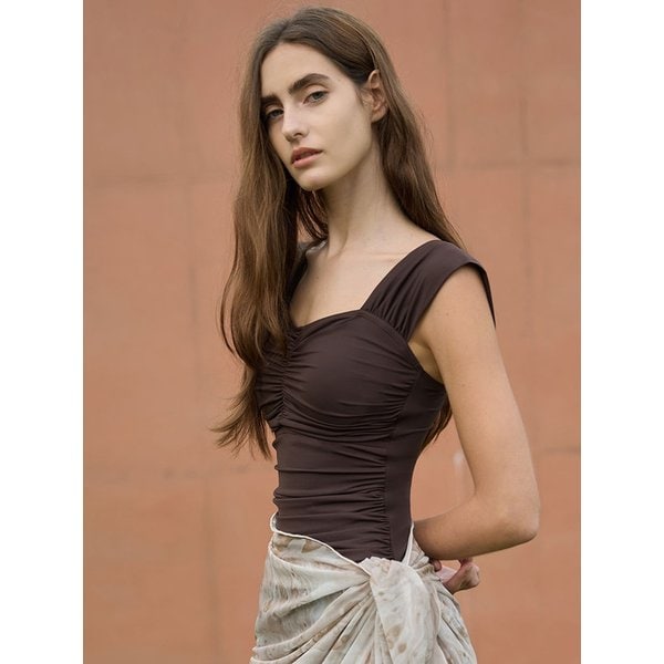 Edelaine Cap Sleeve Swimsuit_Walnut glow (브라운)