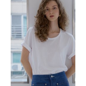 U-neck boxy T-shirt_white