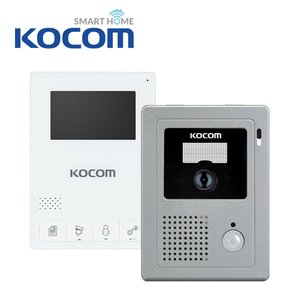  코콤 KCV-434W+KC-C60 패키지 화이트 4선식 아날로그 비디오폰 인터폰 도어폰  셀프 설치 교체