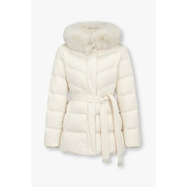 폭스 퍼 슬림 벨티드 다운 점퍼 7155417003106