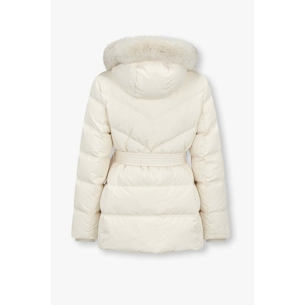 폭스 퍼 슬림 벨티드 다운 점퍼 7155417003106