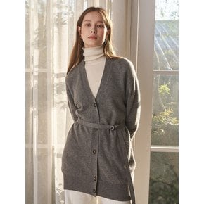 CASHMERE 100 MIDDLE LENGTH CARDIGAN GREY ( C1KCD05 )