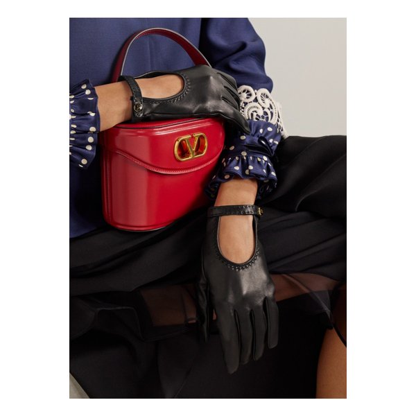 브이로고 가죽 장갑 블랙 46376663162845405