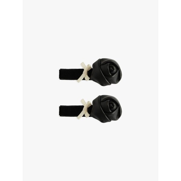 [2EA 1SET] VELVET CORSAGE PIN SET_BLACK