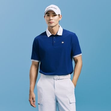 챌린저 남성 에센셜 트리코트 배색 포인트 카라 반팔 티셔츠