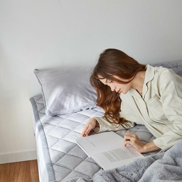 홈랩 따뜻한 극세사 차렵이불 밍크 풀세트 (이불+패드+베개커버) 2colors SS