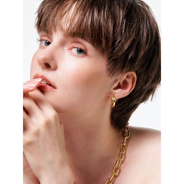 (실버925)3mm Hollow Round Hoop Earrings- M