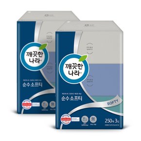 순수 소프티 미용티슈 250매 3입 2팩