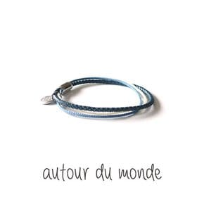 thin string men bracelet blue