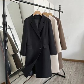 여성 봄 가을 루즈핏 카라넥 오피스룩 출근룩 베이직 롱코트