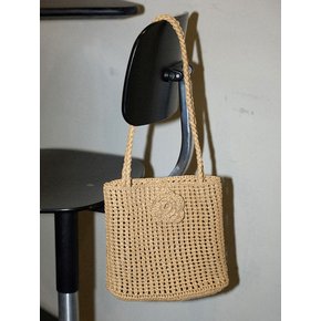 Camellia Handmade Crochet Raffia Shoulder Bag _ Natural Beige