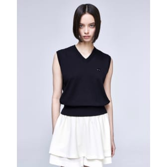 송지오 [파주점] [송지오우먼]지제로 팬서 브이넥 니트 베스트 블랙 WH3KT805BK