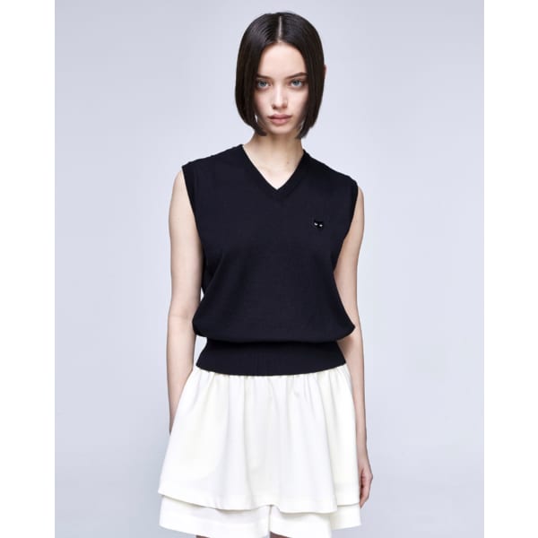 [파주점] [송지오우먼]지제로 팬서 브이넥 니트 베스트 블랙 WH3KT805BK