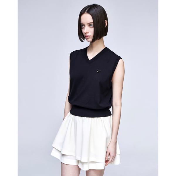 [파주점] [송지오우먼]지제로 팬서 브이넥 니트 베스트 블랙 WH3KT805BK