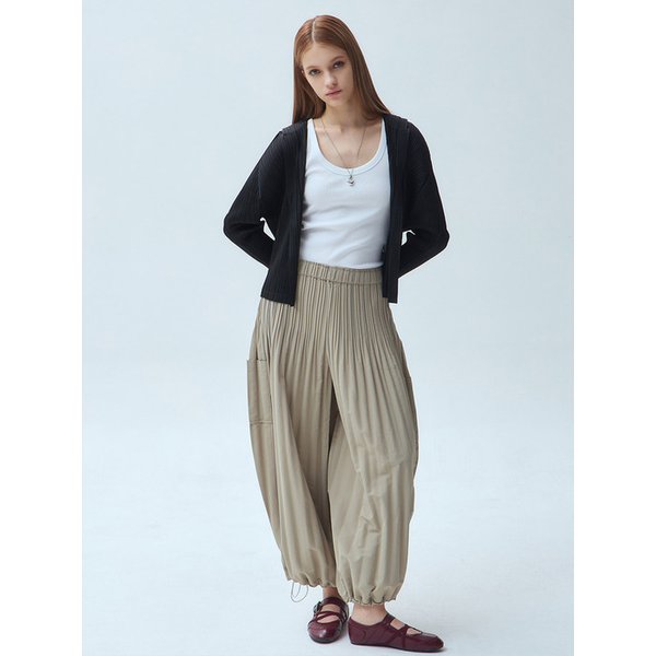 라운드 핏 스트링 플리츠 카고 팬츠_2colors