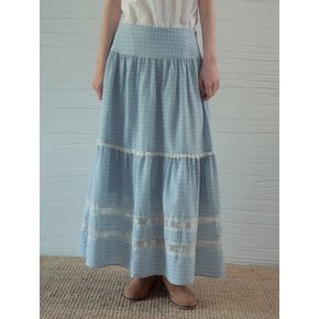 Mora Lace Check Tiered Skirt_Light Blue(OB6SK14)
