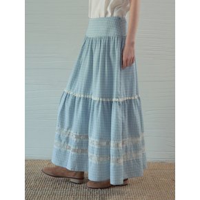 Mora Lace Check Tiered Skirt_Light Blue(OB6SK14)